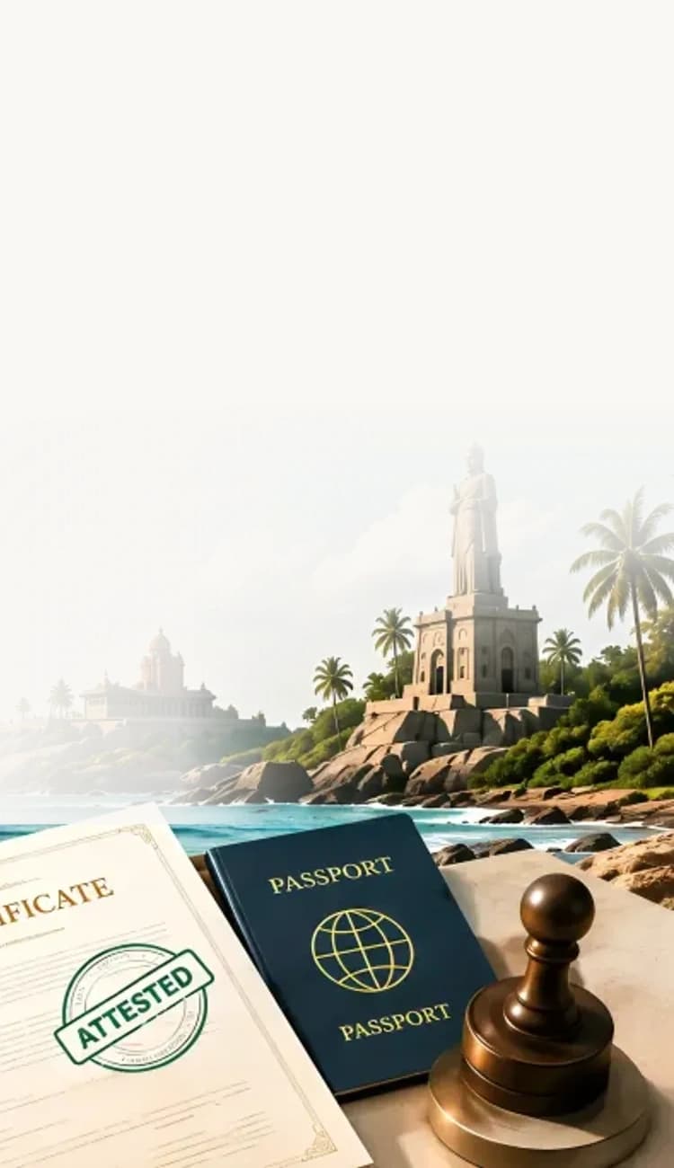 Attestation in Nagercoil - Vivekananda Memorial, Certificate & Passport